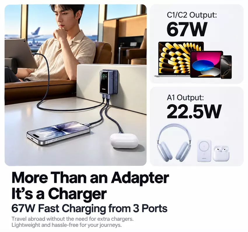 Adapter Ugreen 67 W z modułową konstrukcją