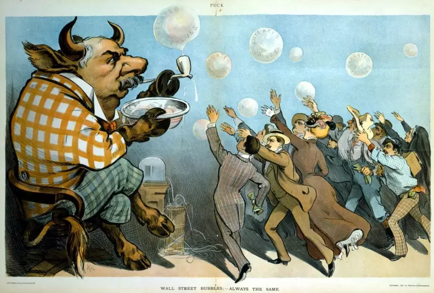 Ilustracja bańki na Wall Street - Udo J. Keppler (1901)