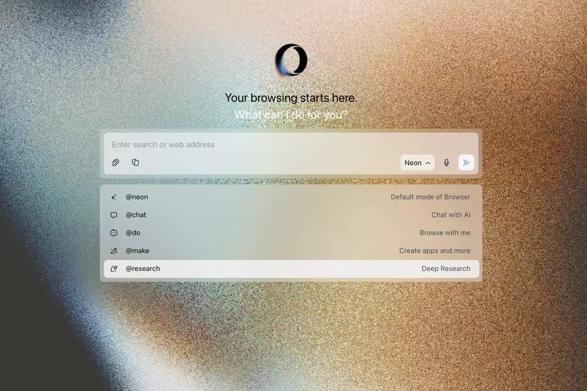 Eksperymentalny interfejs przeglądarki Opera Neon