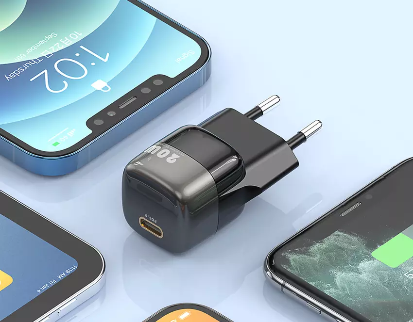 KUULAA Super Si: 20W kompaktowy zasilacz z europejską wtyczką do iPhone'a, iPada i innych urządzeń