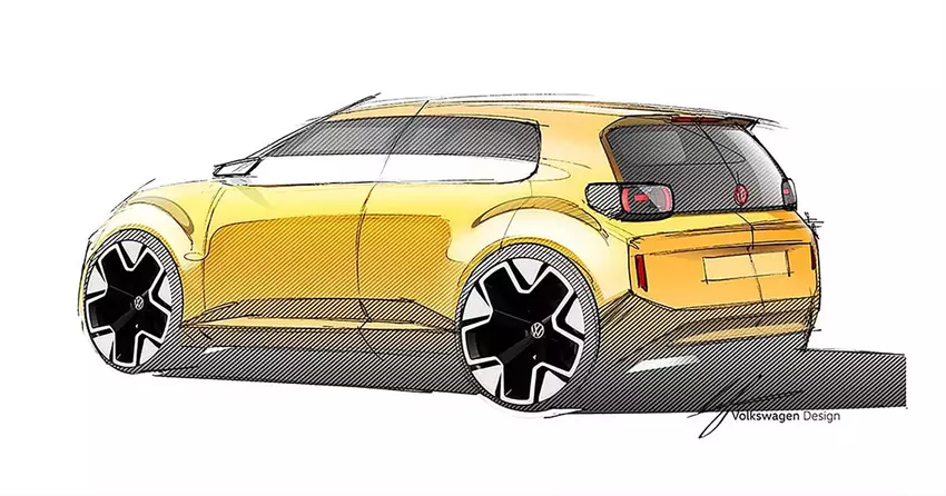 Szkic nowego samochodu elektrycznego Volkswagena za 20 000 euro.