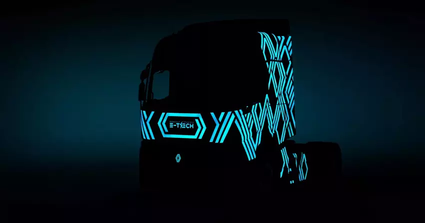 Ciężarówka Renault Trucks E-Tech Diamond Echo z oryginalnym wzorem na kabinie