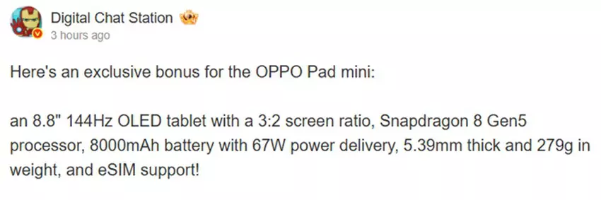 Zrzut ekranu Oppo Pad Mini
