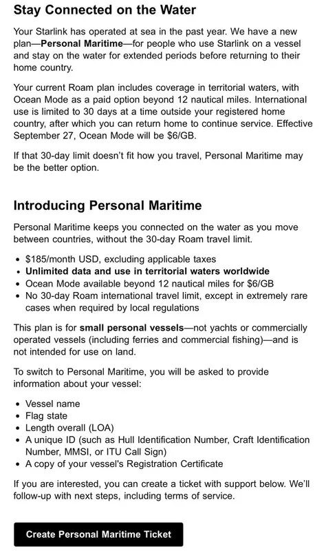 Personal Maritime od Starlink