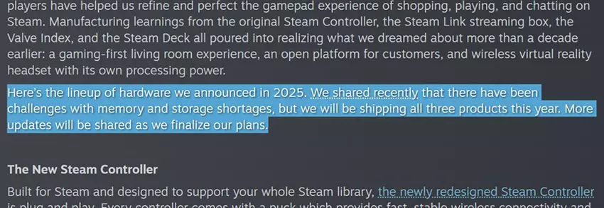 Wstępne ogłoszenie nowych urządzeń Valve