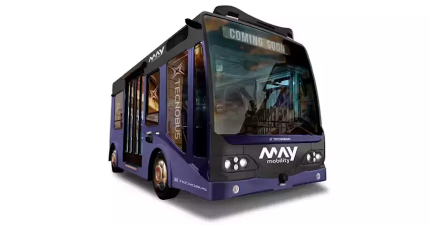 May Mobility zaprezentowała na targach CES 2025 autonomiczny minibus elektryczny.