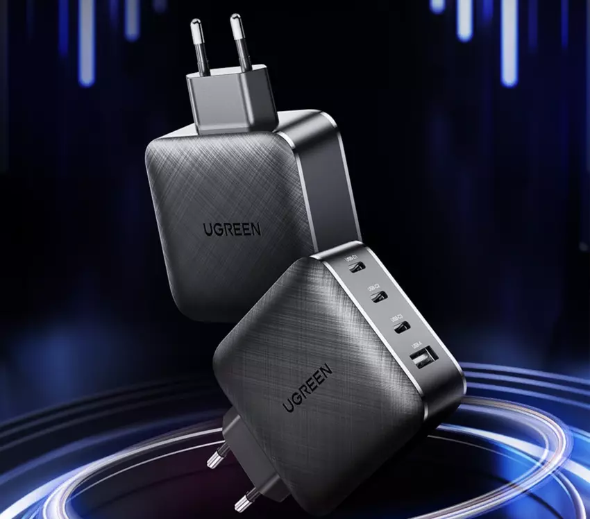 Ładowarka UGREEN 65 W GaN o wartości 21 USD z europejską wtyczką i czterema portami