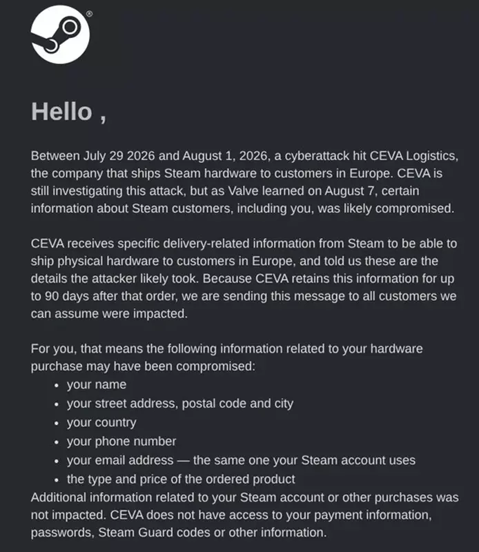 Logo Valve na tle ekranu z cyberatakiem