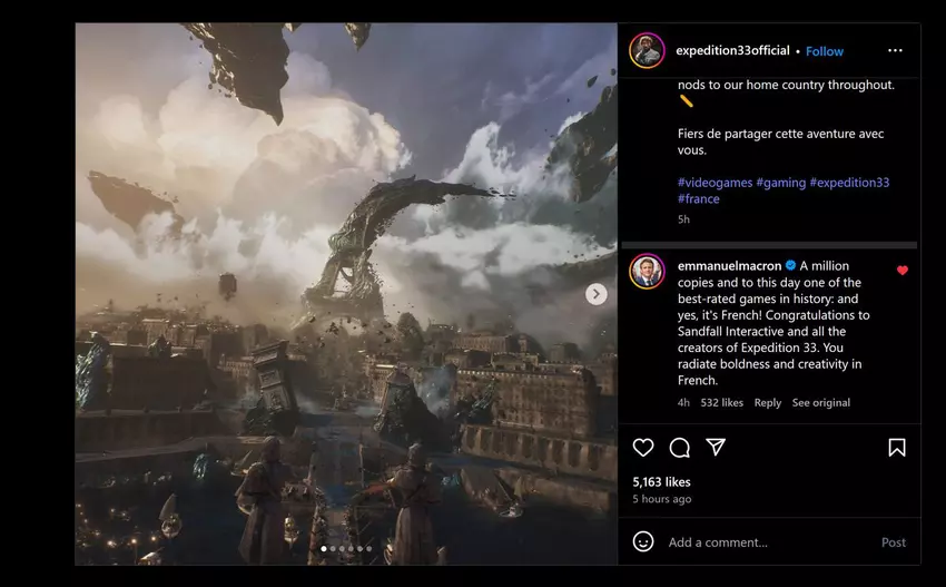 Komentarz Macrona o Expedition 33. Ilustracja: Instagram