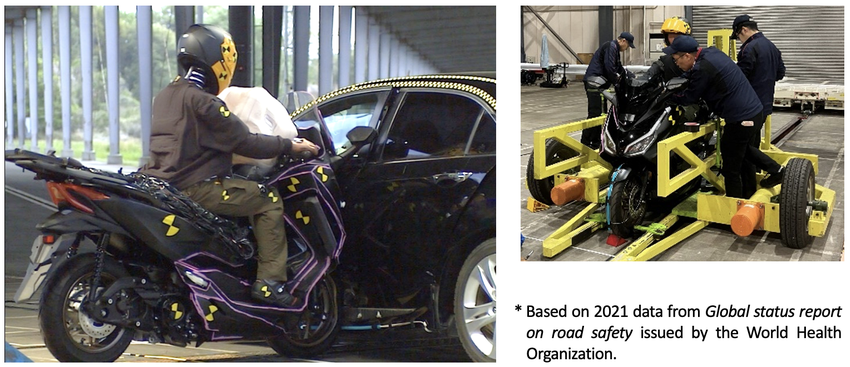 Test zderzeniowy skutera z poduszką powietrzną