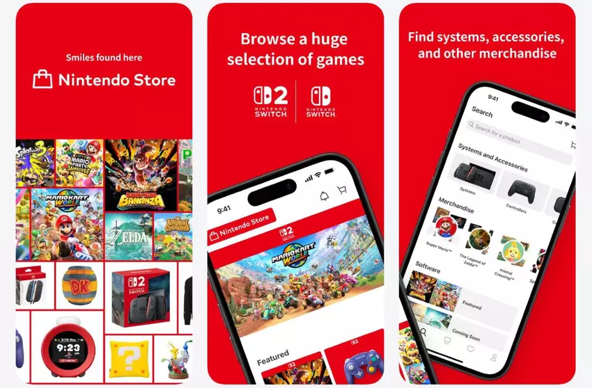Interfejs aplikacji mobilnej Nintendo Store