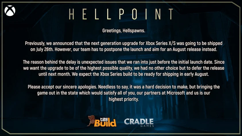 Hellpoint dla Xbox Series został ponownie przełożony