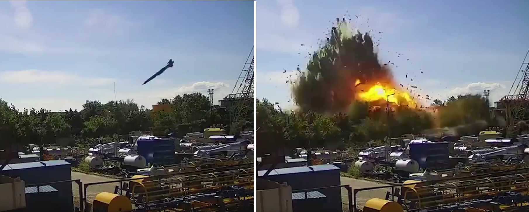 Zełenski opublikował wideo z bezpośredniego trafienia rosyjskim pociskiem X-22 w centrum handlowe Amstor w Kremenczugu