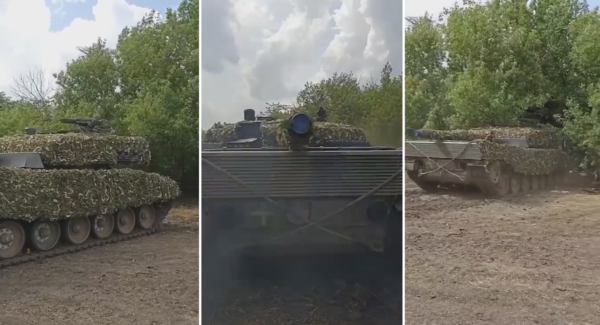 Ukraińskie Siły Zbrojne po raz pierwszy pokazały niemiecki czołg Leopard 2A4 z systemem kamuflażu Barracuda MCS