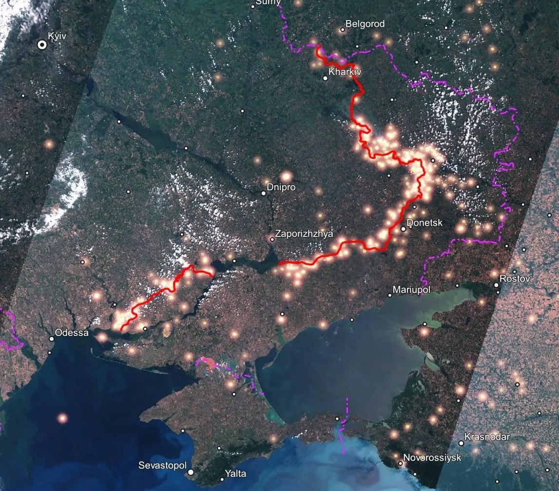 NASA pokazała, jak z kosmosu wygląda linia frontu na Ukrainie: HIMARS starał się o piękny obraz