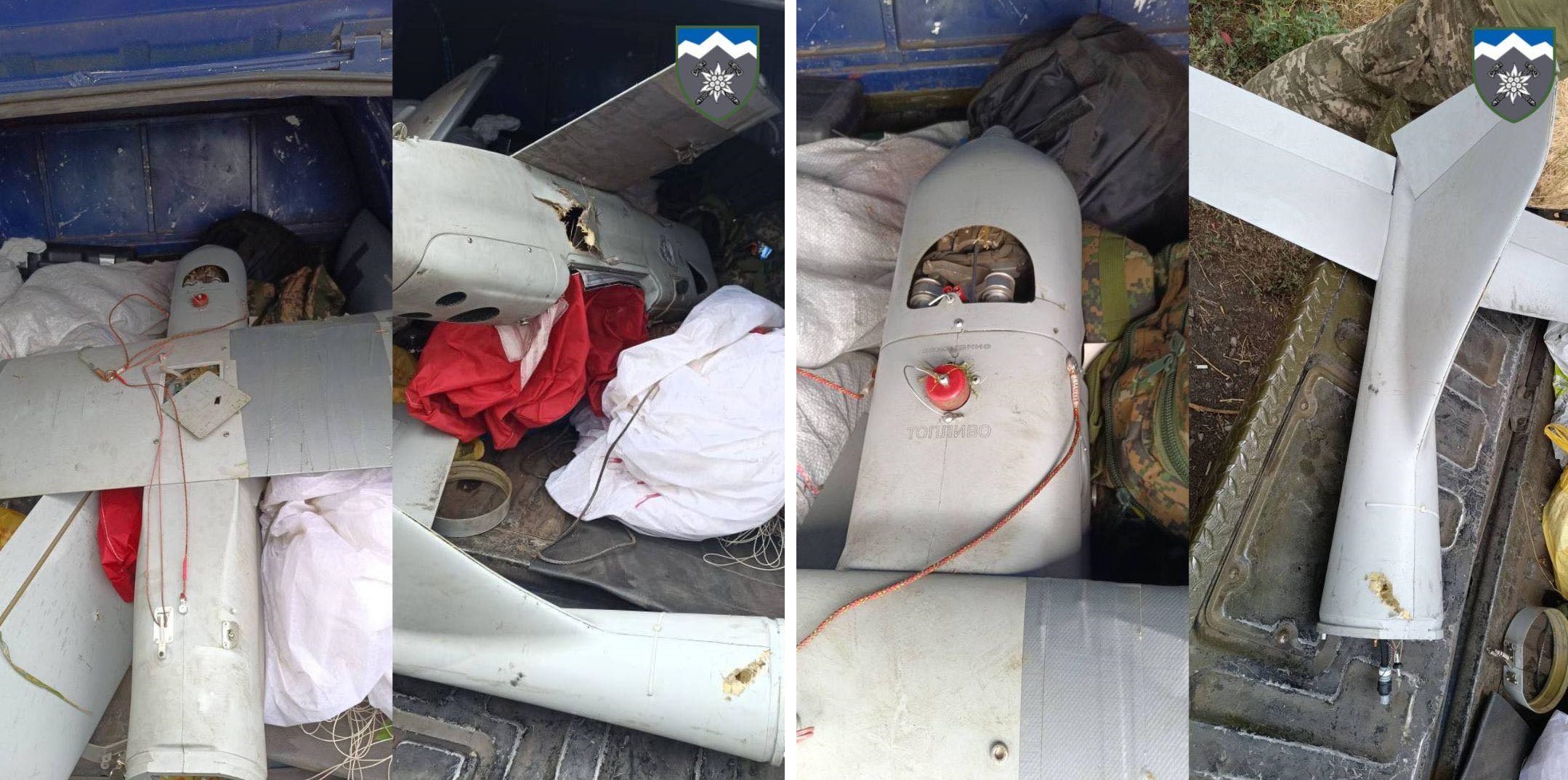 Wojownicy Sił Zbrojnych Ukrainy zestrzelili rosyjskiego drona rozpoznawczego z butelką zamiast strony paliwowej