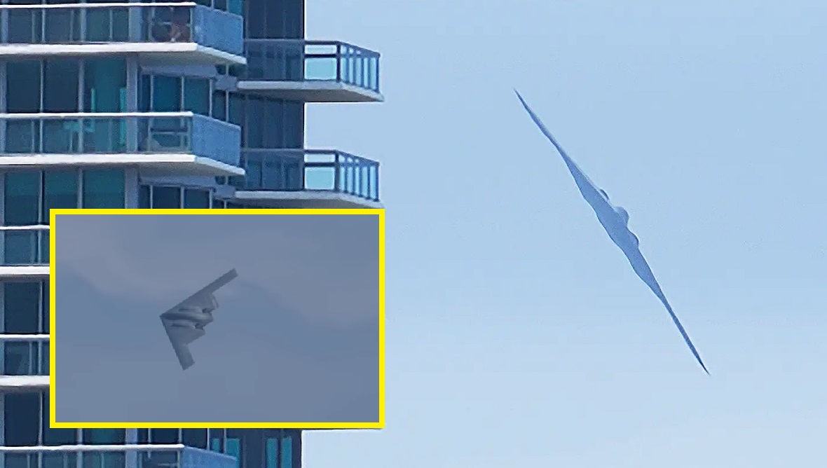 Nuklearny bombowiec stealth B-2 Spirit przelatuje nisko nad plażą w Miami (wideo)
