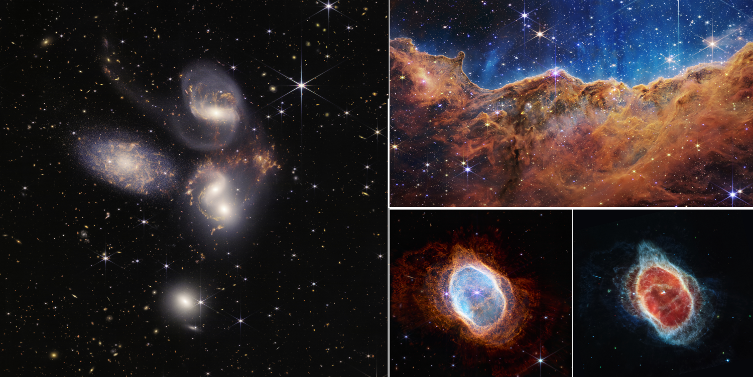 Pięć galaktyk, „góry pyłowe” i chmura gazu w pobliżu umierającej gwiazdy – NASA opublikowała więcej niesamowitych zdjęć z teleskopu Jamesa Webba