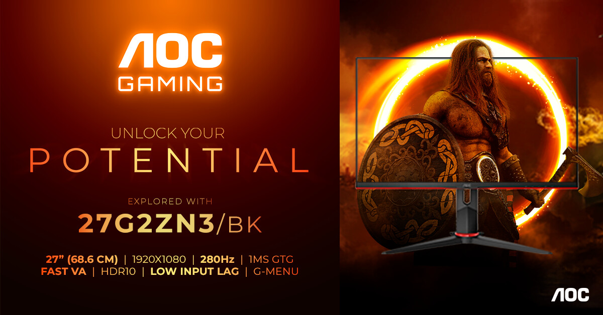 AOC AGON 27G2ZN3/BK - gamingowy monitor z obsługą 280 Hz za 240 USD