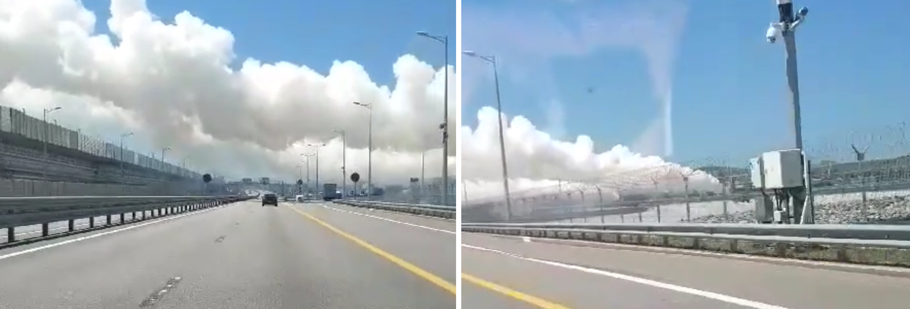 Nad mostem krymskim pojawiły się ogromne kłęby dymu