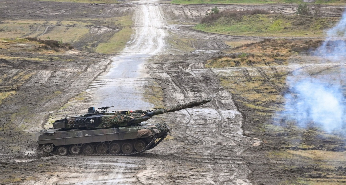 Leopard 2A6 na Ukrainie wygrywa bitwę z dwoma rosyjskimi czołgami T-80BV