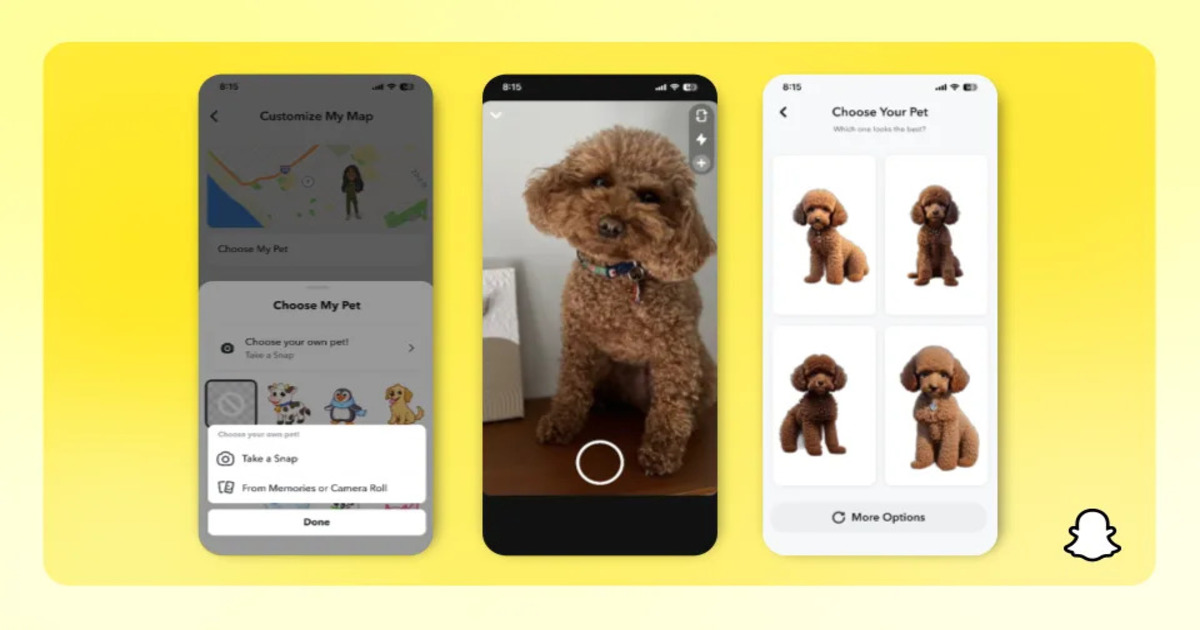 Nowa funkcja Snapchata: AI Bitmoji wyświetla Twojego zwierzaka