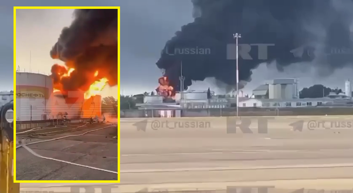 Nieznany dron uderzył w skład ropy naftowej w Rosji - zniszczony został zbiornik z 1200 tonami oleju napędowego.