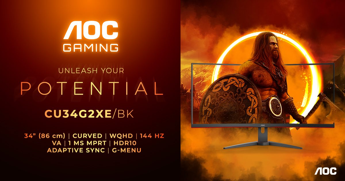AOC Gaming CU34G2XE/BK - zakrzywiony monitor do gier z częstotliwością odświeżania 144 Hz w cenie 299 GBP
