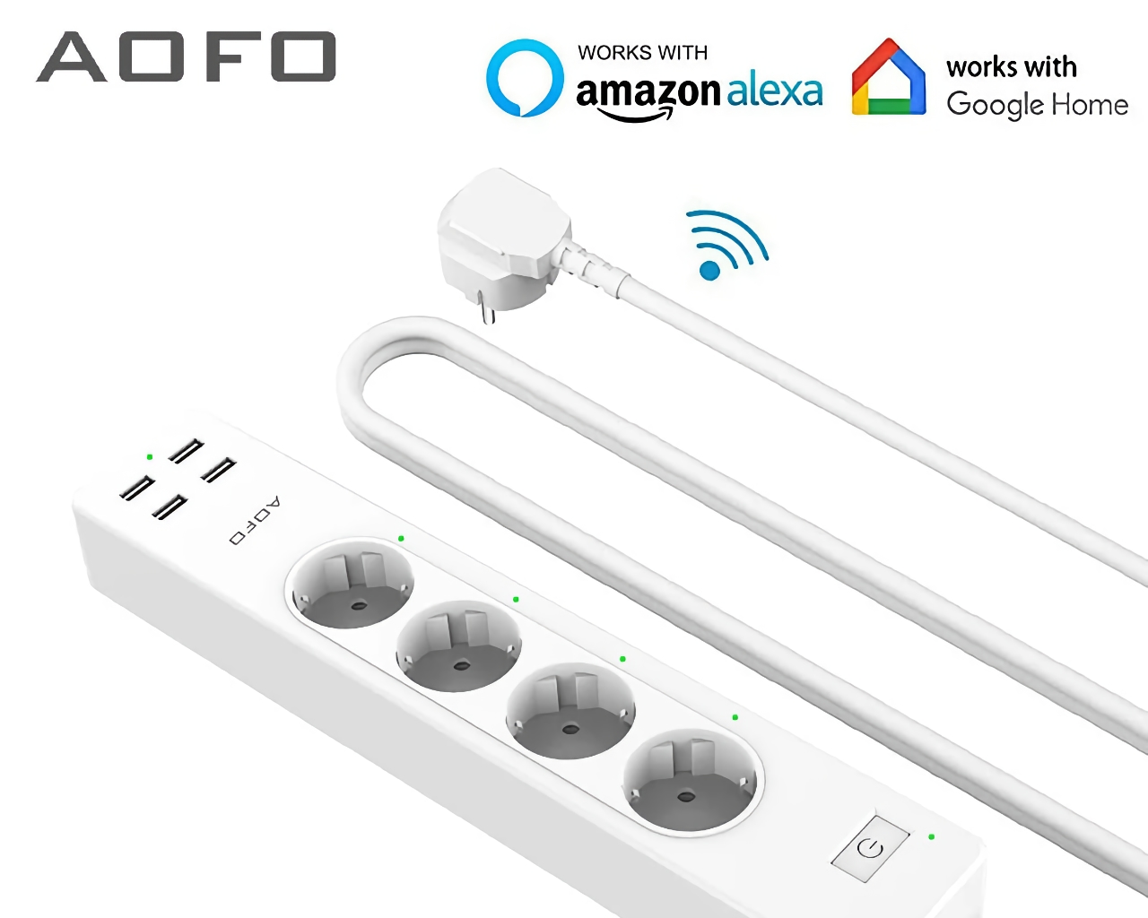 AOFO Smart Extender z 4 gniazdami, portami USB i obsługą Google Home za 31 USD