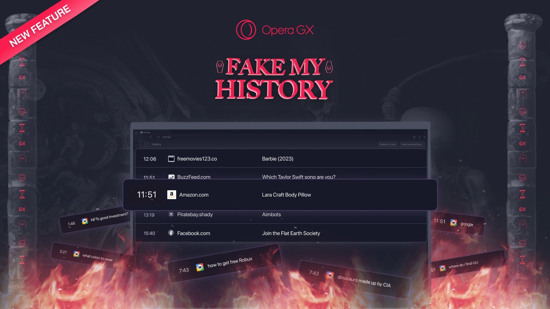Opera GX oferuje pozbycie się "brudnej przeszłości" i wyczyszczenie historii w przypadku śmierci użytkownika