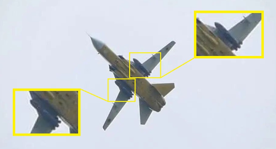 Ukraiński bombowiec Su-24M z dwoma pociskami Storm Shadow po raz pierwszy pokazany na prawdziwym zdjęciu