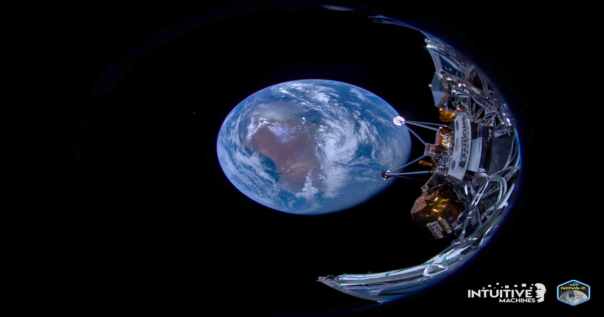 Lądownik Odysseus robi zdjęcia Ziemi przed lądowaniem na Księżycu