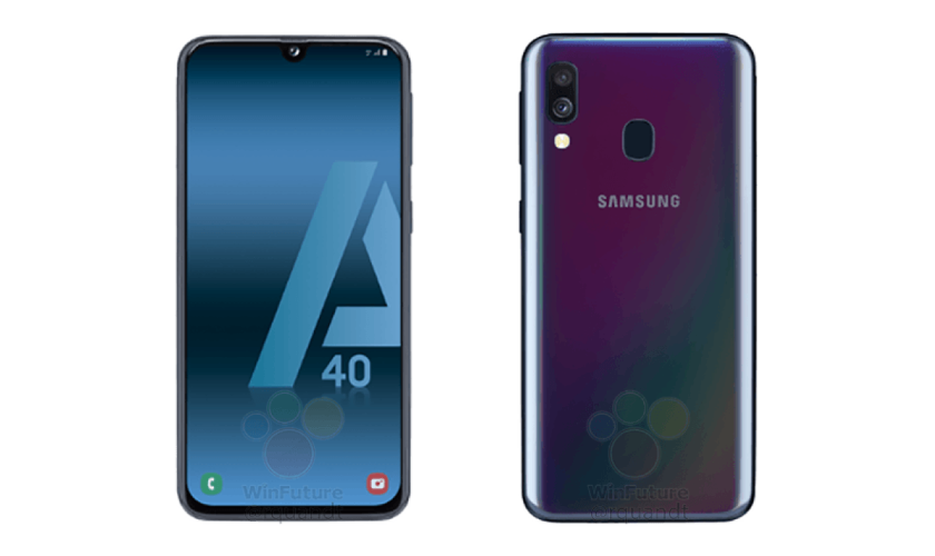 Samsung Galaxy A40 na press-renderach: gradientne kolory, podwójna kamera i wyświetlacz Infinity-U