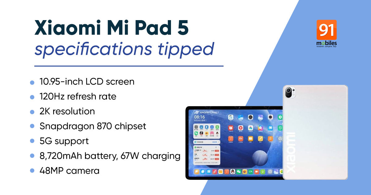 Specyfikacja Xiaomi Mi Pad 5, Mi Pad 5 Pro i Mi Pad 5 Lite ujawniona