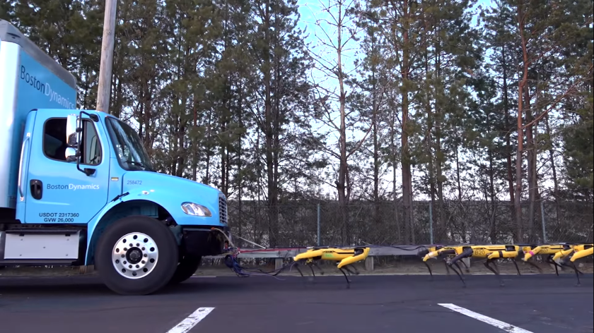 Wideo: „Psy» Boston Dynamics ciągną ciężarówke