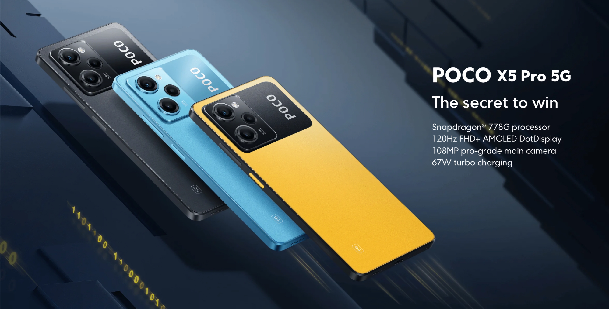 POCO X5 Pro: wyświetlacz AMOLED 120Hz, układ Snapdragon 778G, aparat 108 MP i bateria 5000 mAh z możliwością ładowania 67W.
