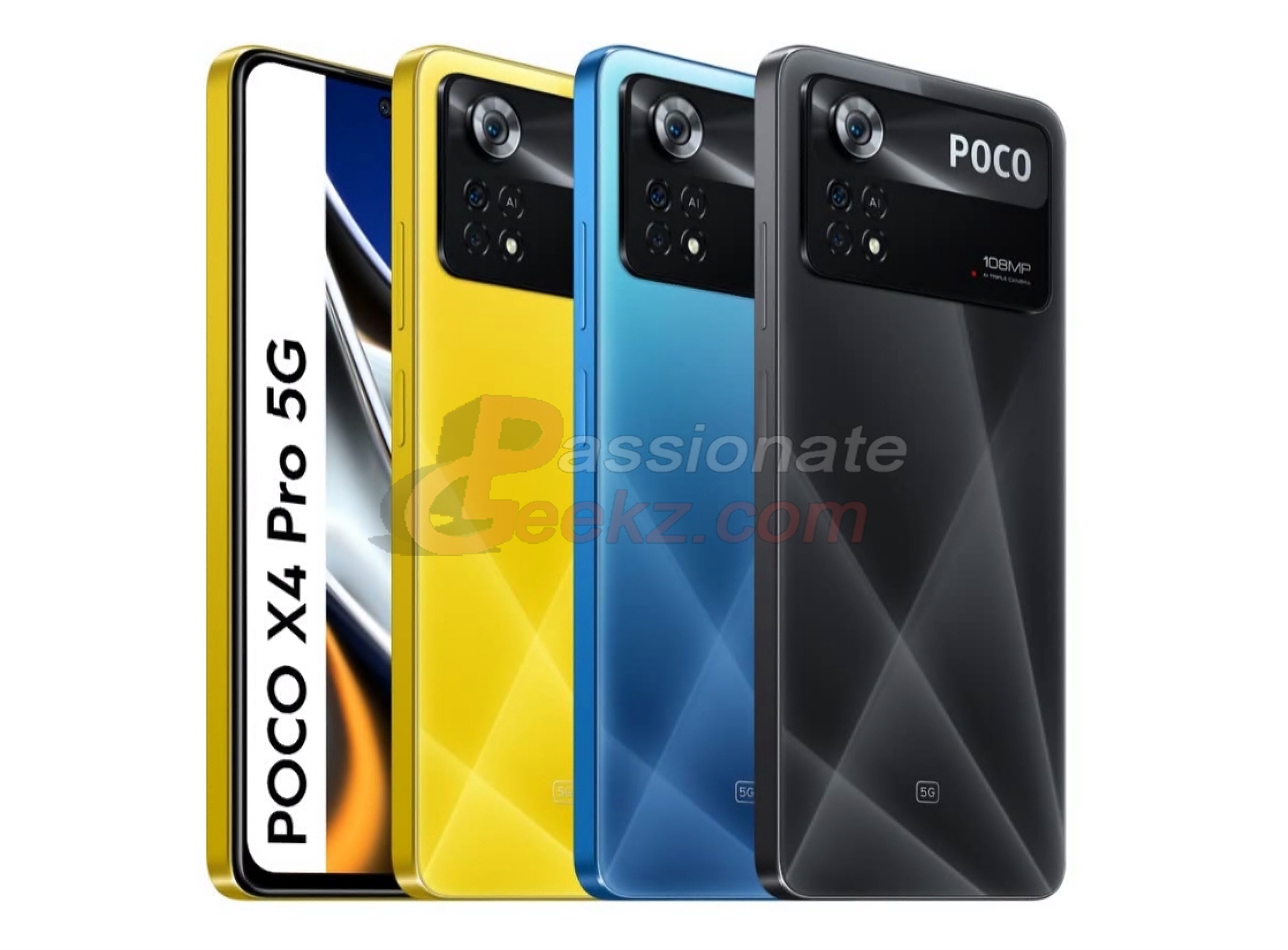 POCO X4 Pro 5G pojawia się w renderach prasowych: wyświetlacz z otworami, płaska obudowa, aparat 108 MP i trzy kolory