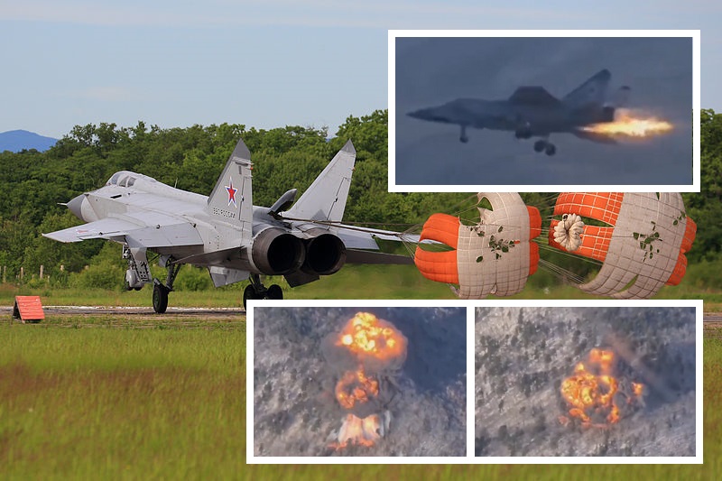 Rosyjski myśliwiec przechwytujący MiG-31 za 35 mln dolarów zapala się podczas lotu i rozbija się (wideo)