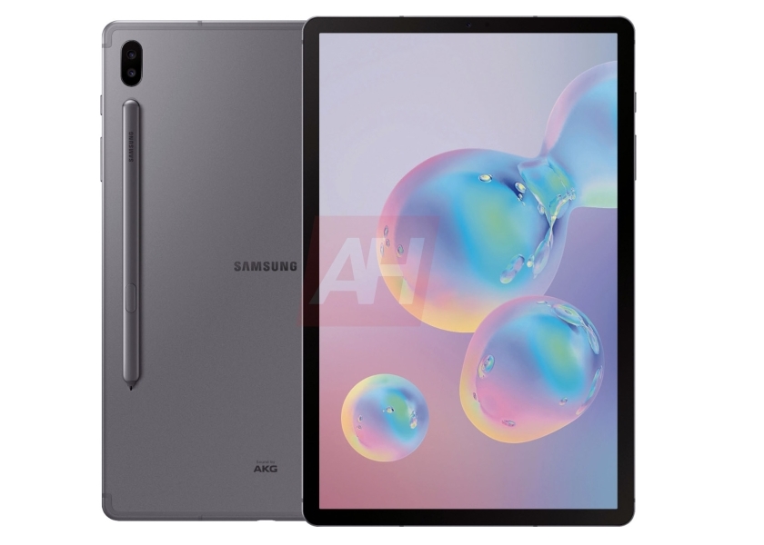 Wysokiej jakości rendering tabletu Galaxy Tab S6: podwójna kamera, markowy rysik S Pen i trzy kolory obudowy