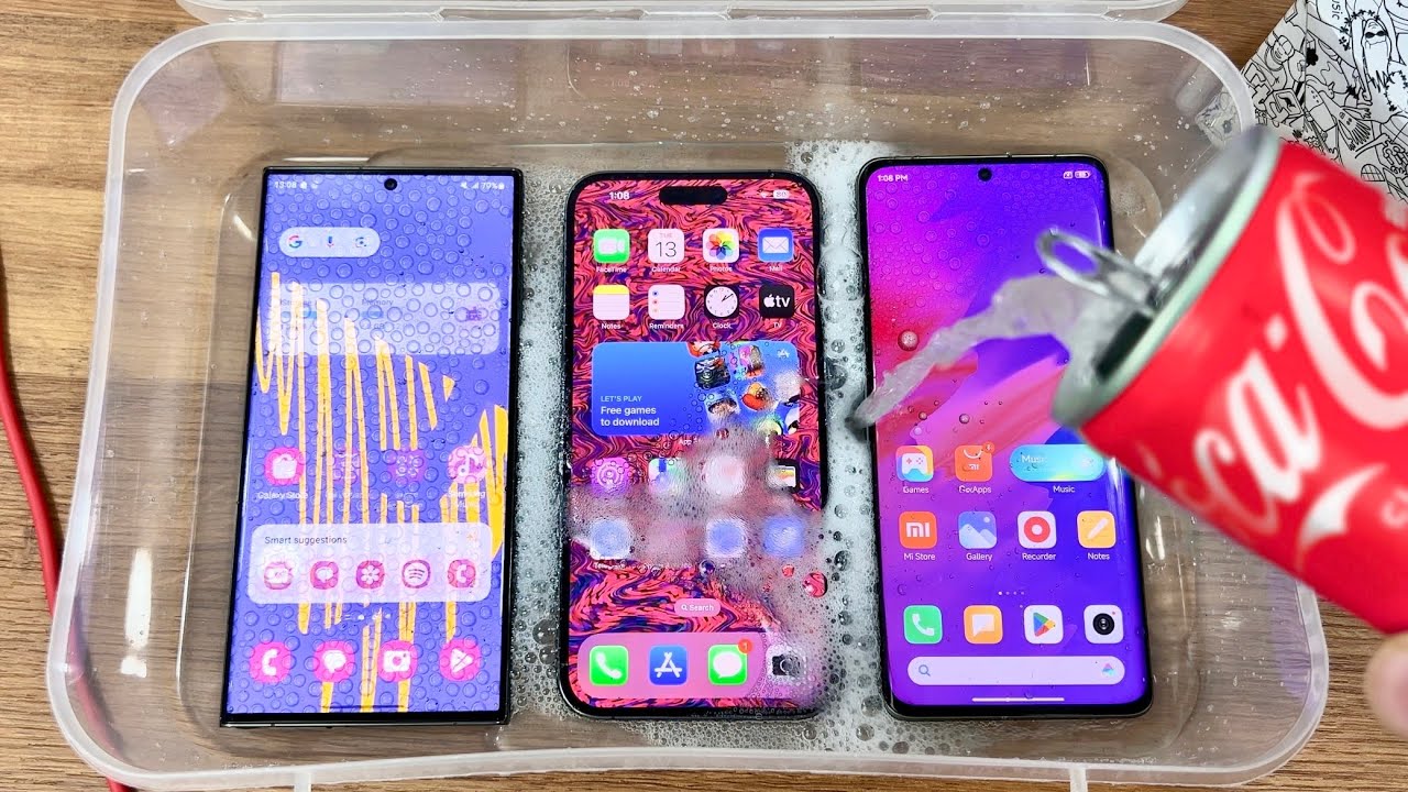 Test lodu: flagowe modele Samsung Galaxy S23 Ultra, iPhone 14 Pro Max i Xiaomi 13 Ultra wylały sodę i zamarzły (wideo)