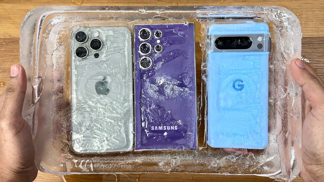 Ekstremalny test: Samsung Galaxy S24 Ultra, iPhone 15 Pro Max i Pixel 8 Pro zostały zalane wodą i pozostawione w zamrażarce na 6 godzin.