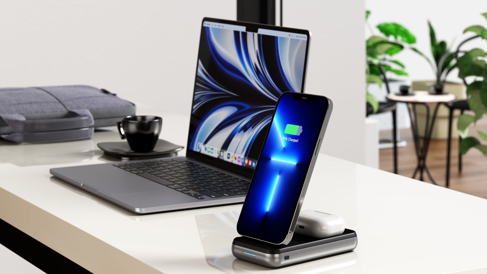 Satechi Duo Wireless Charger Power Stand: bateria o pojemności 10 000 mAh i stacja dokująca do ładowania bezprzewodowego dla iPhone'a i słuchawek AirPods