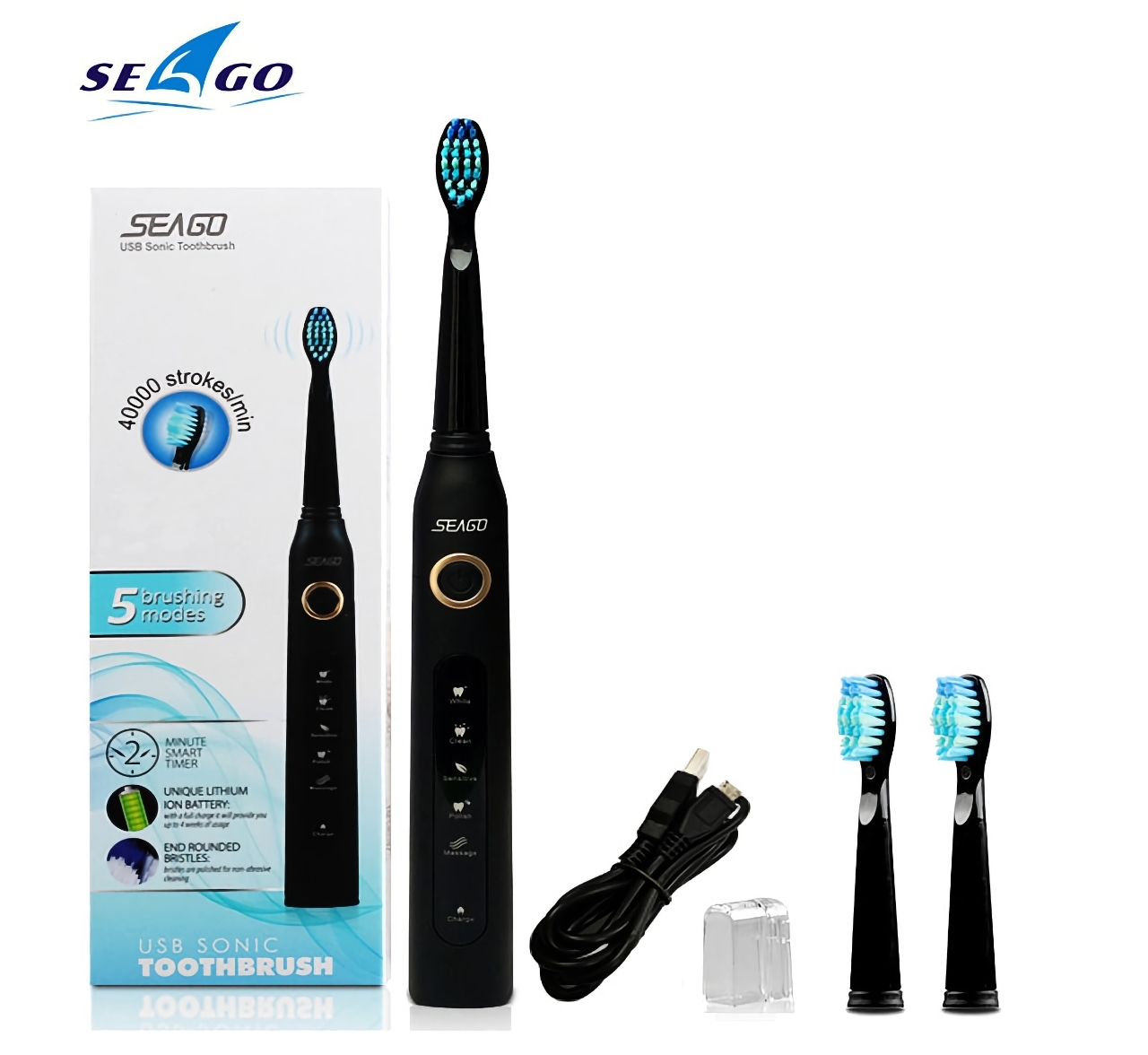 Seago Sonic SG507: elektryczna szczoteczka do zębów z trzema głowicami szczotkowymi, ochrona przed wodą i pięć trybów pracy za 14 dolarów