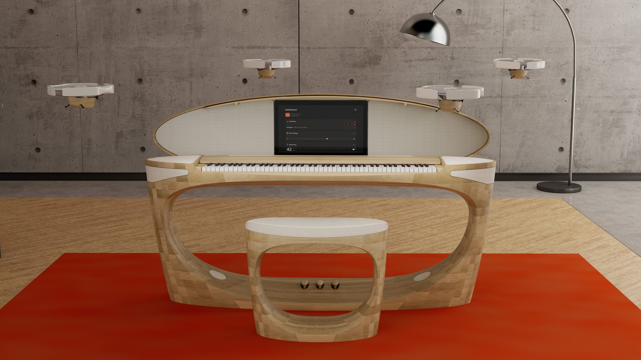 Roland zapowiada pianino z wbudowanym tabletem i dronami jako głośnikami