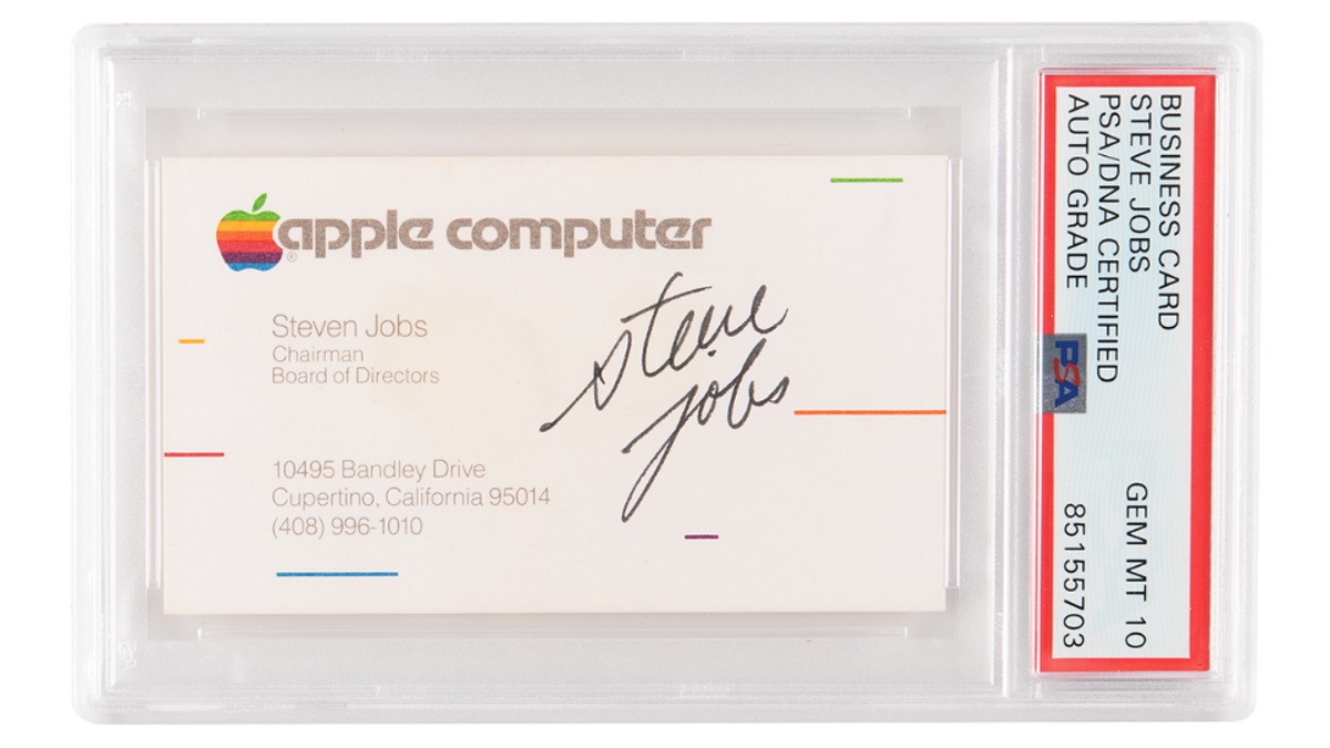 Wizytówka podpisana przez Steve'a Jobsa sprzedana na aukcji za 180 000 USD