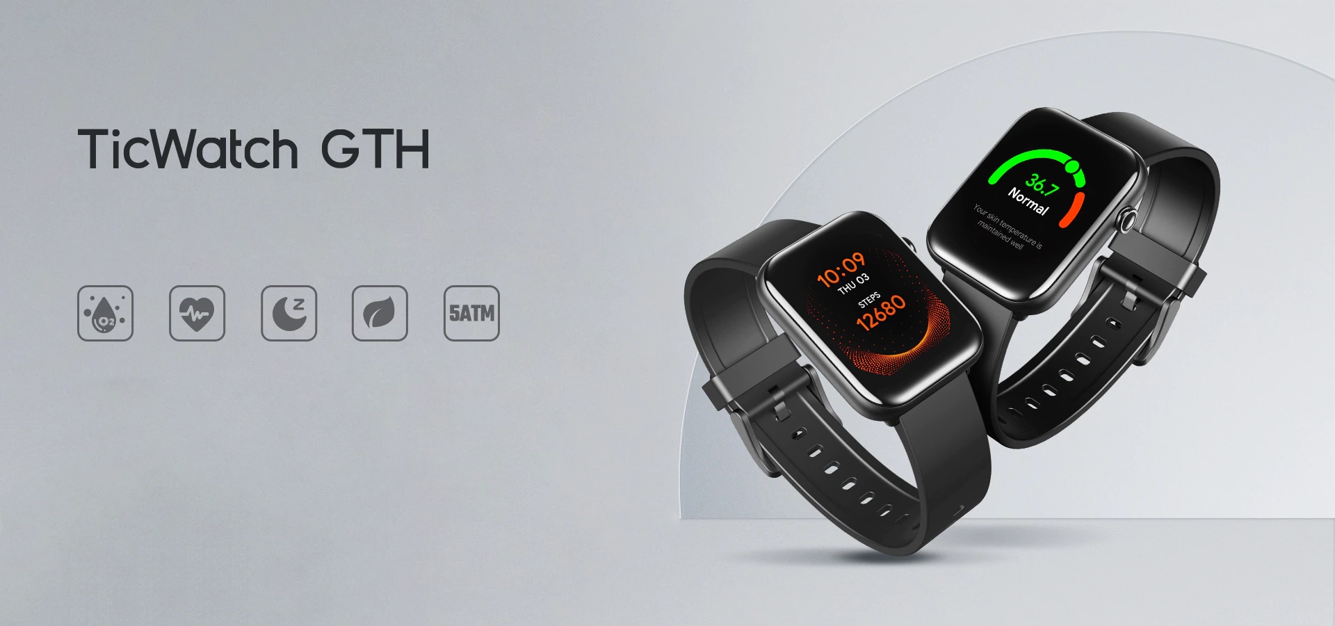 TicWatch GTH inteligentny zegarek z czujnikiem temperatury na sprzedaż na AliExpress za 69 dolarów