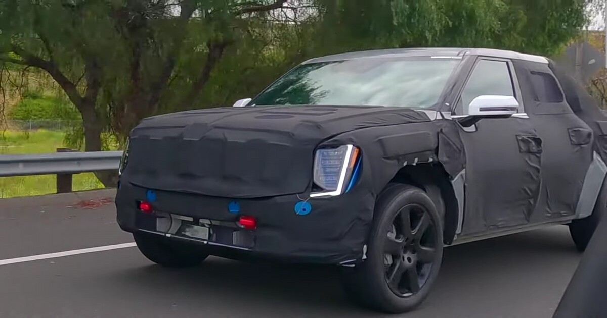 Elektryczny pickup Kia podobny do EV9 zauważony w Kalifornii (wideo)