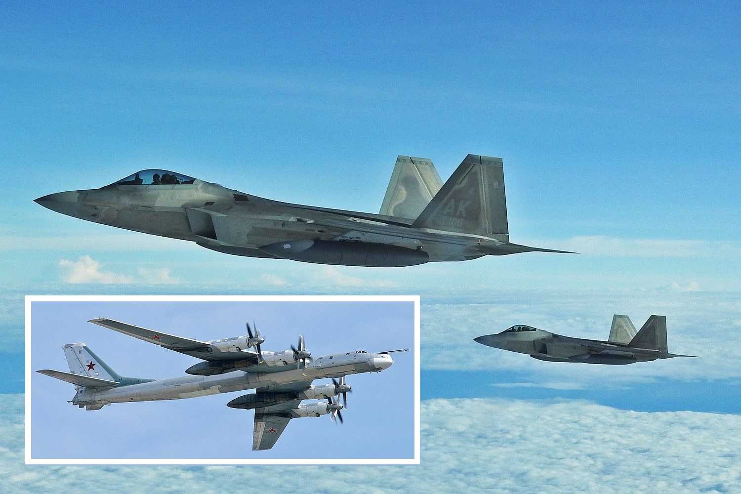Myśliwce piątej generacji F-22 przechwytują dwa rosyjskie bombowce atomowe Tu-95 w pobliżu Alaski