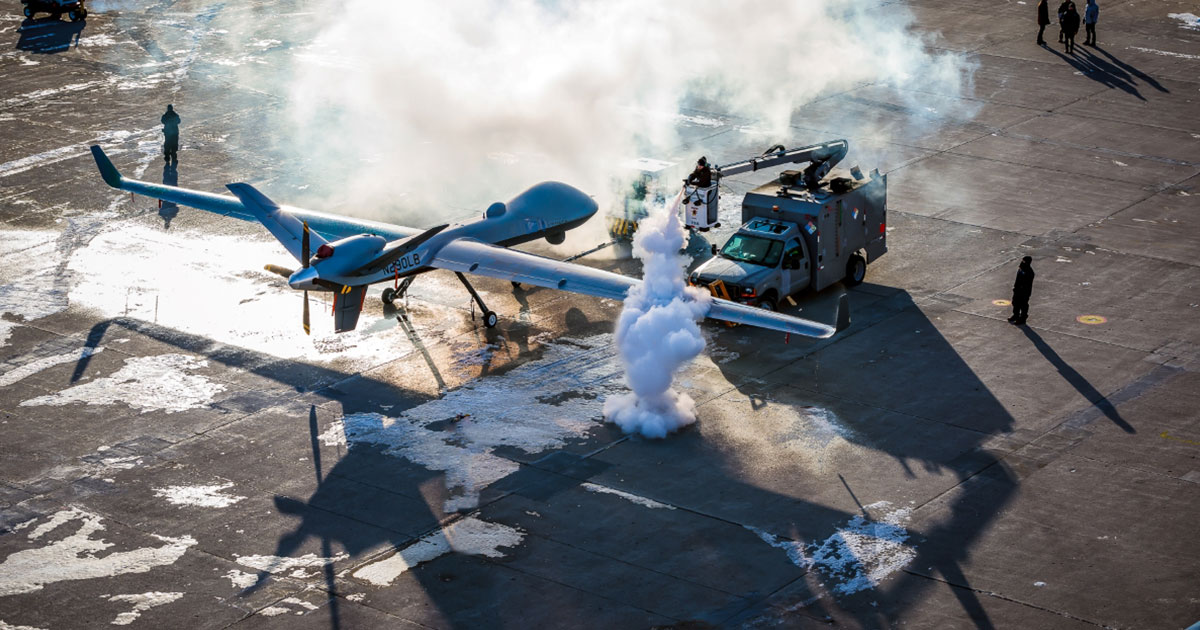 MQ-9B SkyGuardian przechodzi test zimna - dron może działać w temperaturze -21 stopni Celsjusza