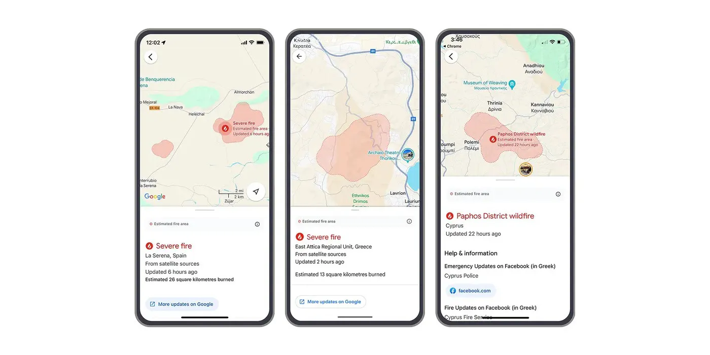 Mapy Google i wyszukiwarka rozszerzają monitorowanie pożarów na 15 nowych krajów w Europie i Afryce